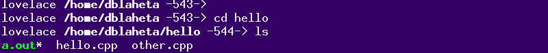 ls: a.out hello.cpp other.cpp